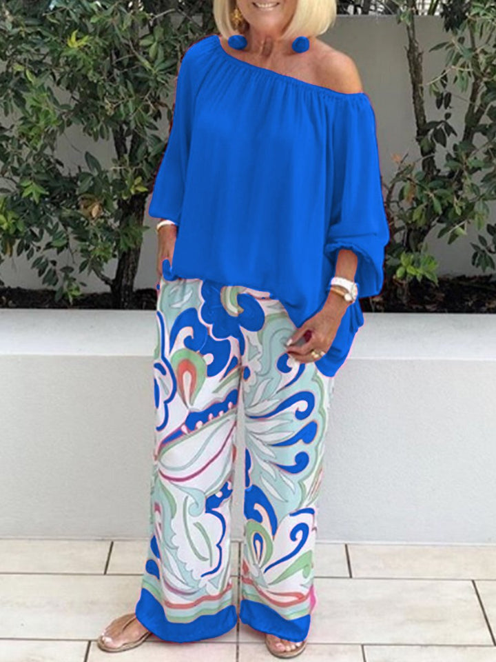 Brinette - Coordinato blusa e pantaloni a gamba larga