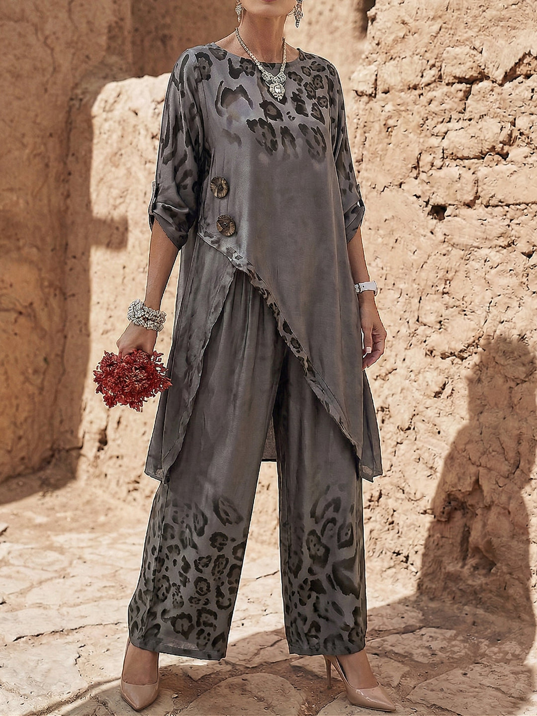 Gwynda - Coordinato top e pantaloni soft touch