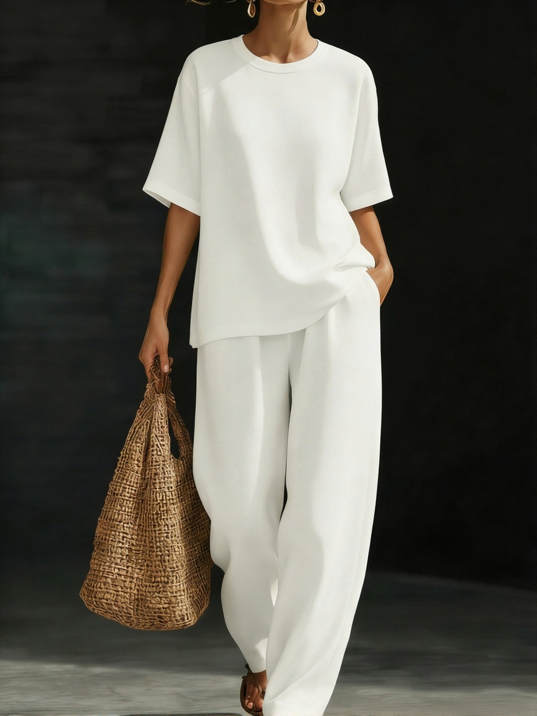 Annika - Completo coordinato con top dalla vestibilità rilassata e pantaloni a gamba ampia