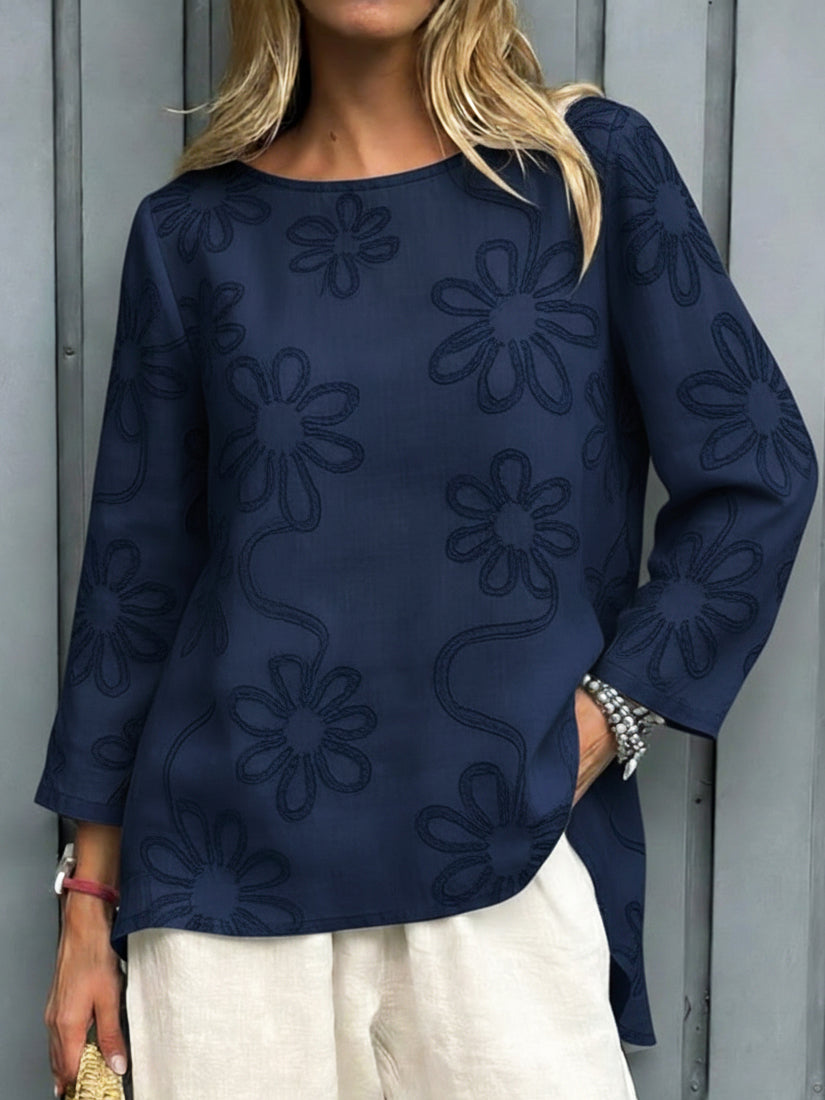 Kevara - Blusa a maniche lunghe morbida al tatto