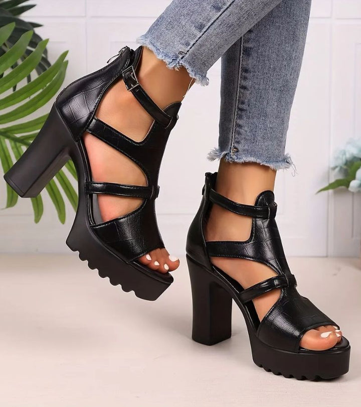 Elestine - Sandali gladiatore con plateau scolpito