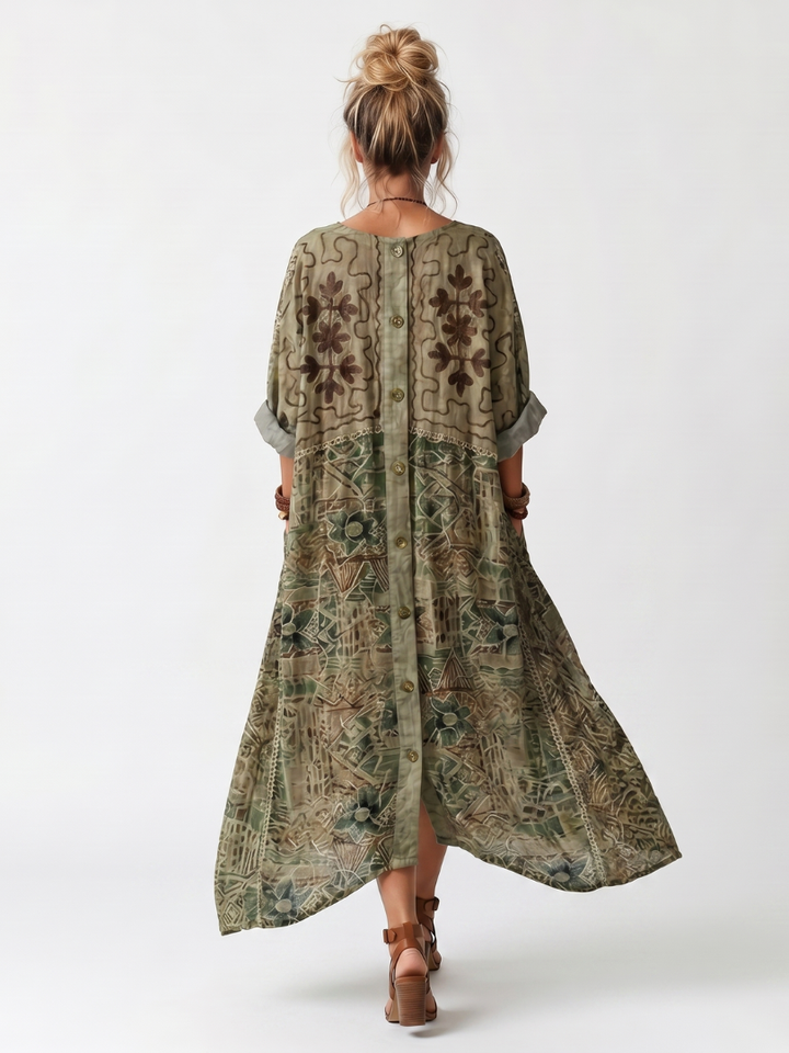 Roselisse - Abito midi leggero con bottoni frontali
