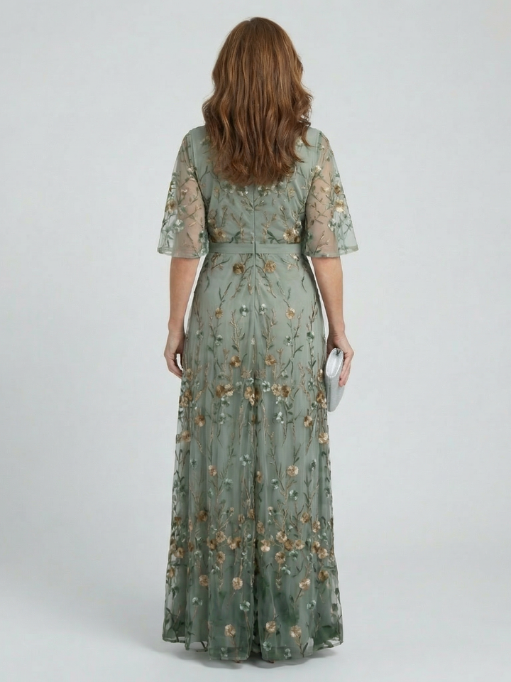 Liorisse - Abito midi leggero con scollo all'americana