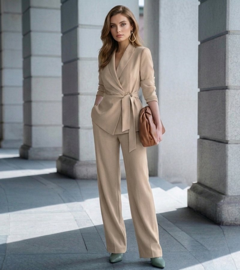 Solenne - Completo a due pezzi su misura con pantaloni a gamba larga