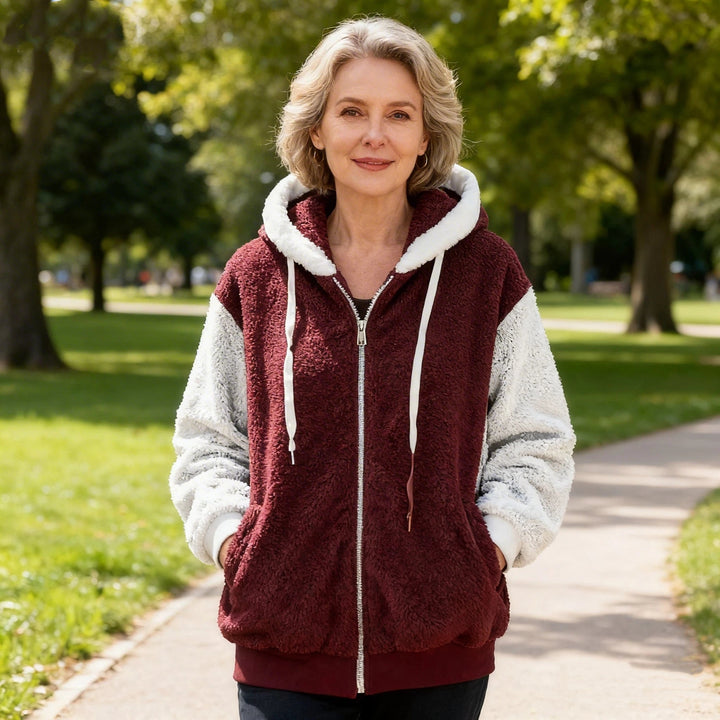 Alvenique - Felpa con cappuccio full-zip, morbida al tatto