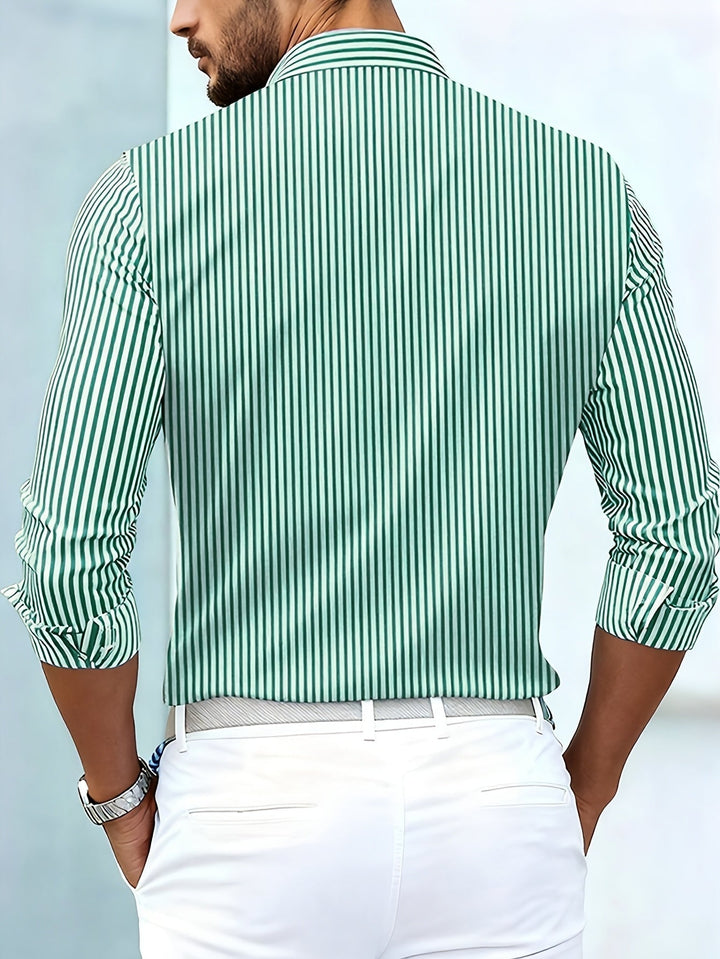 Bexhill - Camicia a righe a maniche lunghe con lavaggio vintage