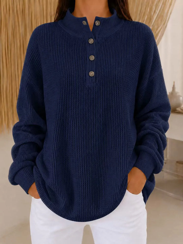 Belliora - Maglione in maglia testurizzata con collo a bottoni