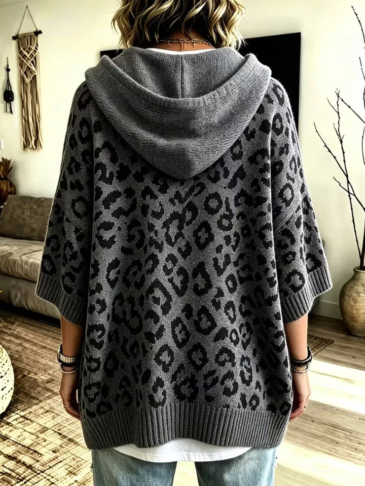 Jocasta - Felpa con cappuccio oversize leopardata