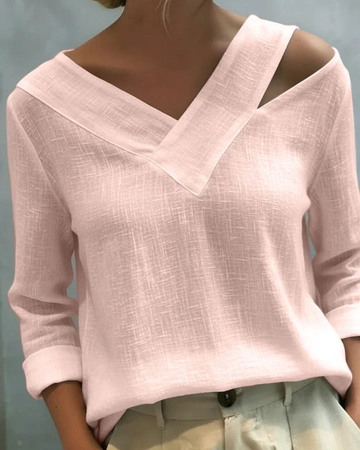 Calira - Top a spalle scoperte con scollo a V e tocco morbido