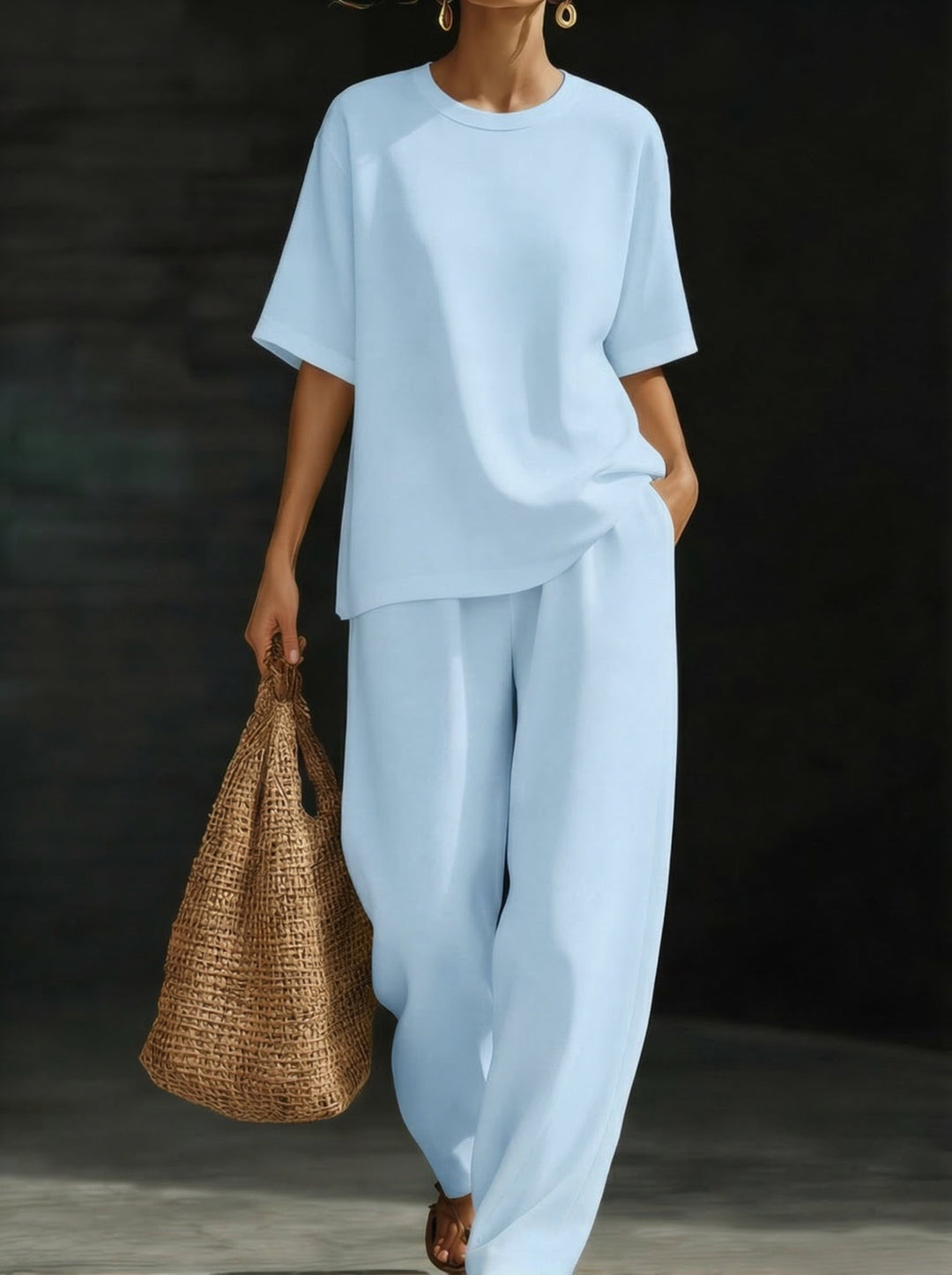 Annika - Completo coordinato con top dalla vestibilità rilassata e pantaloni a gamba ampia