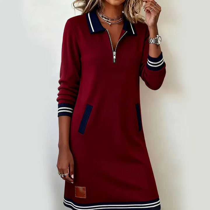 Caelyn - Abito polo con mezza zip e tocco morbido
