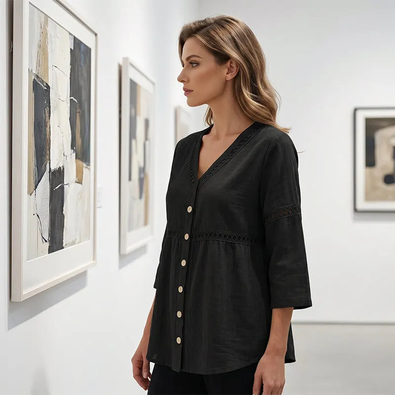 Ardena - Blusa ricamata con bottoni
