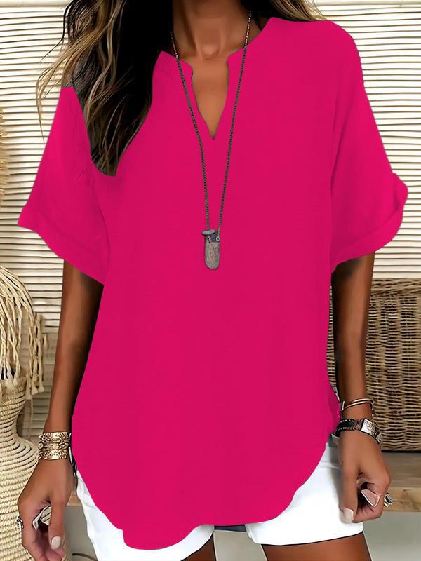 Xalina - Blusa con scollo a V, morbida al tatto