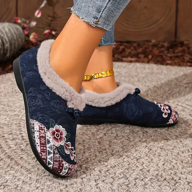 Isola - Scarpe slip-on foderate in pile a fiori