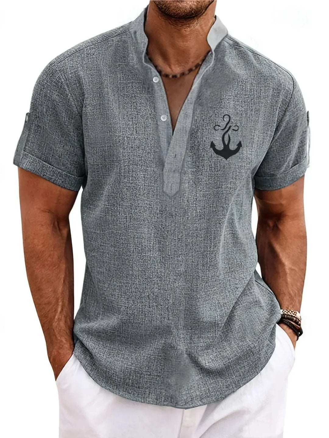 Harlan - Camicia testurizzata a collo alto