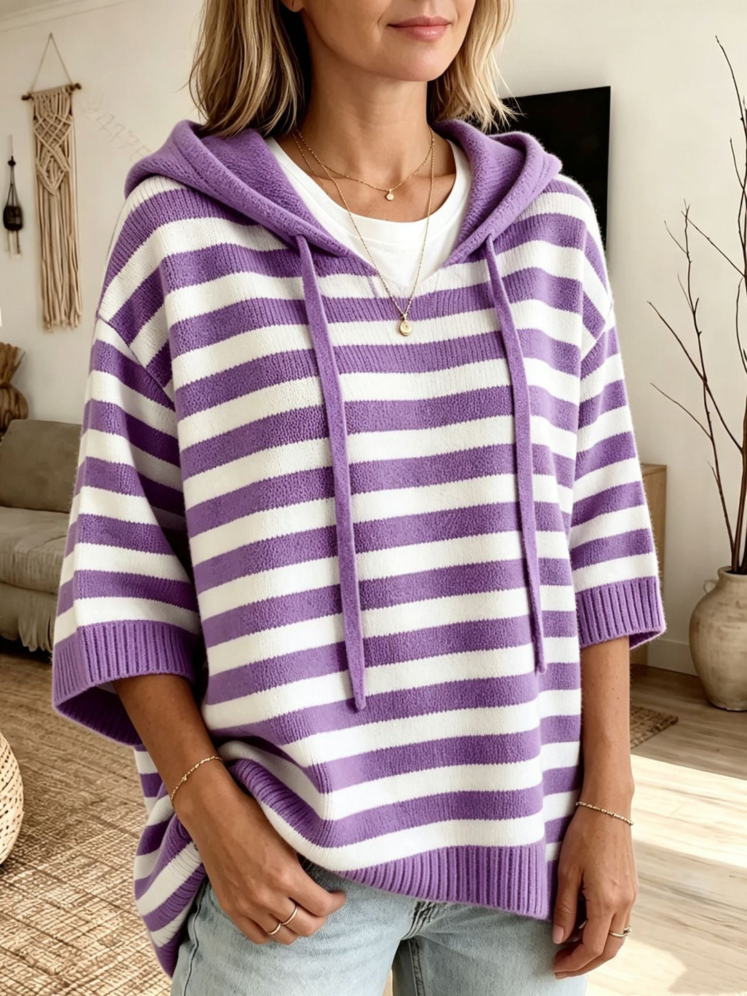 Leontine - Maglione a righe con cappuccio