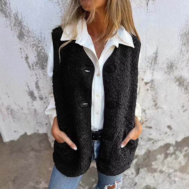 Ailyn - Gilet lungo con bottoni lavorati