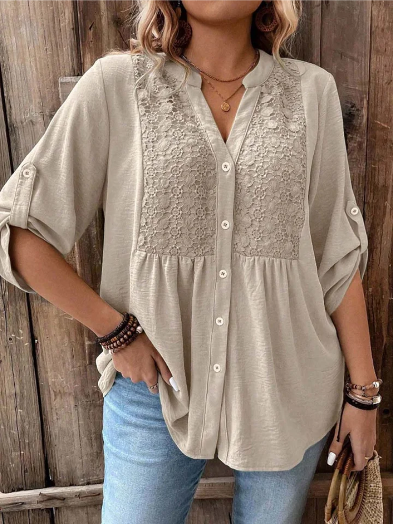 Halina - Blusa con scollo a V dalla mano morbida