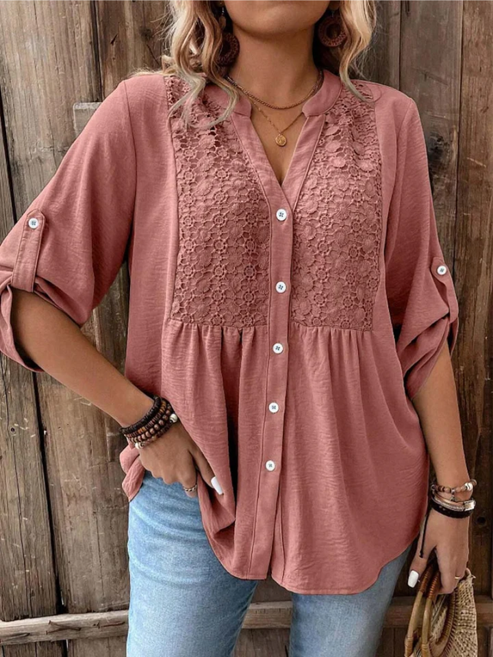 Halina - Blusa con scollo a V dalla mano morbida