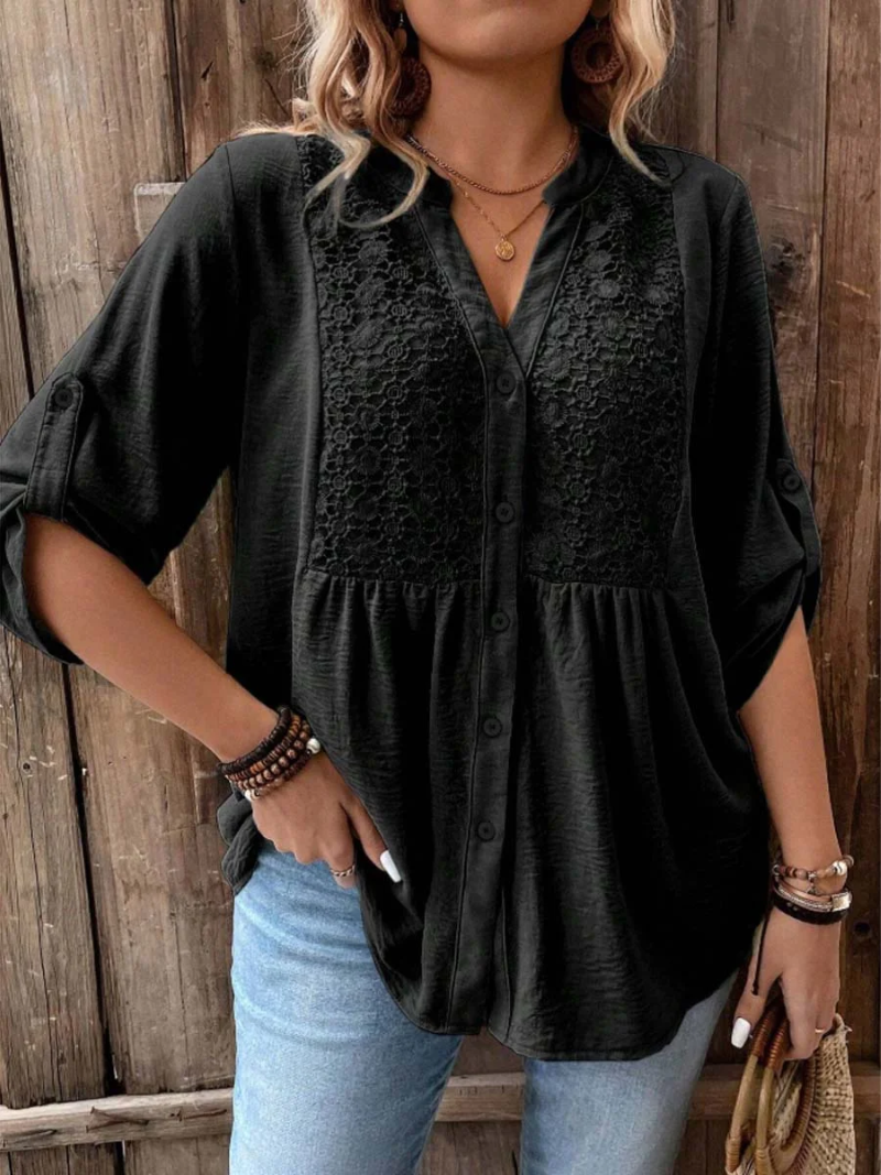 Halina - Blusa con scollo a V dalla mano morbida
