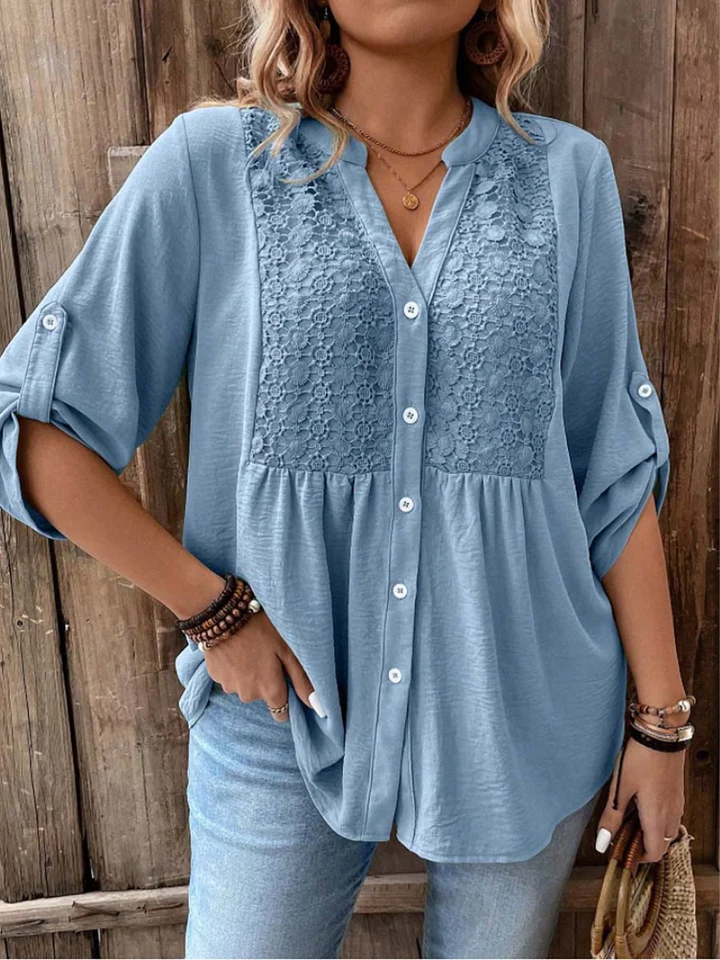 Halina - Blusa con scollo a V dalla mano morbida