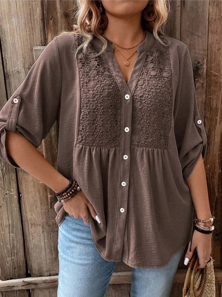 Halina - Blusa con scollo a V dalla mano morbida