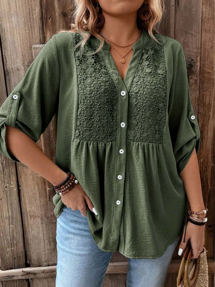 Halina - Blusa con scollo a V dalla mano morbida