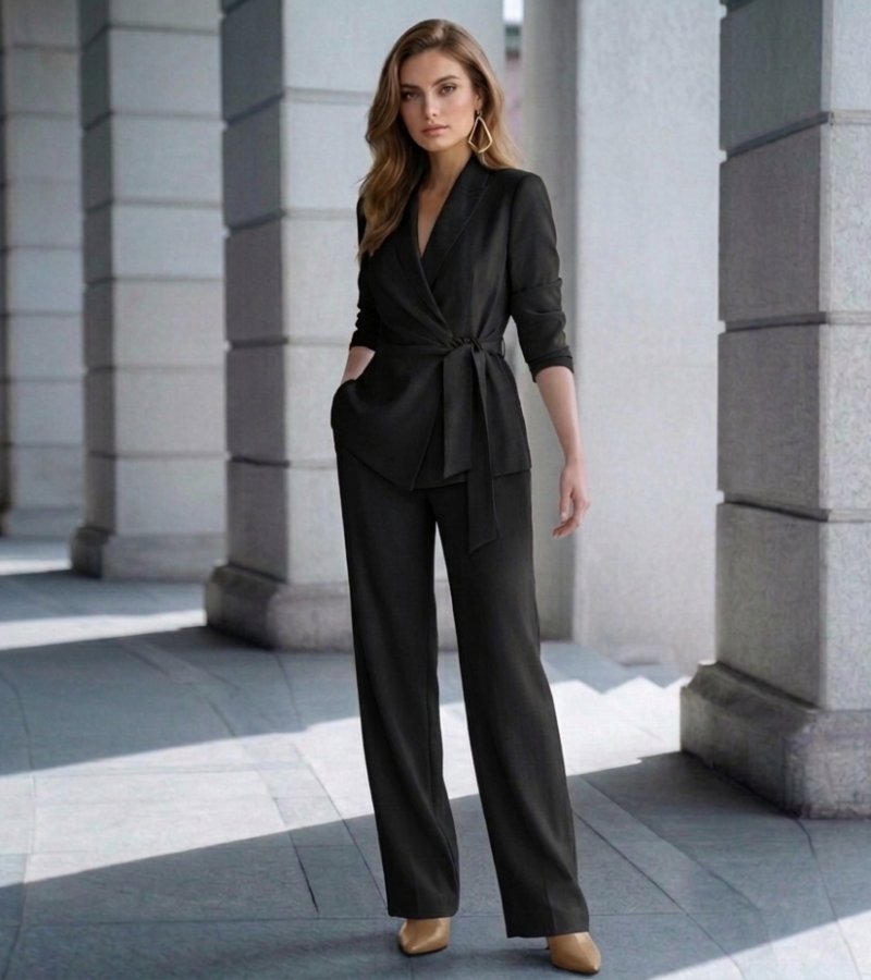 Solenne - Completo a due pezzi su misura con pantaloni a gamba larga