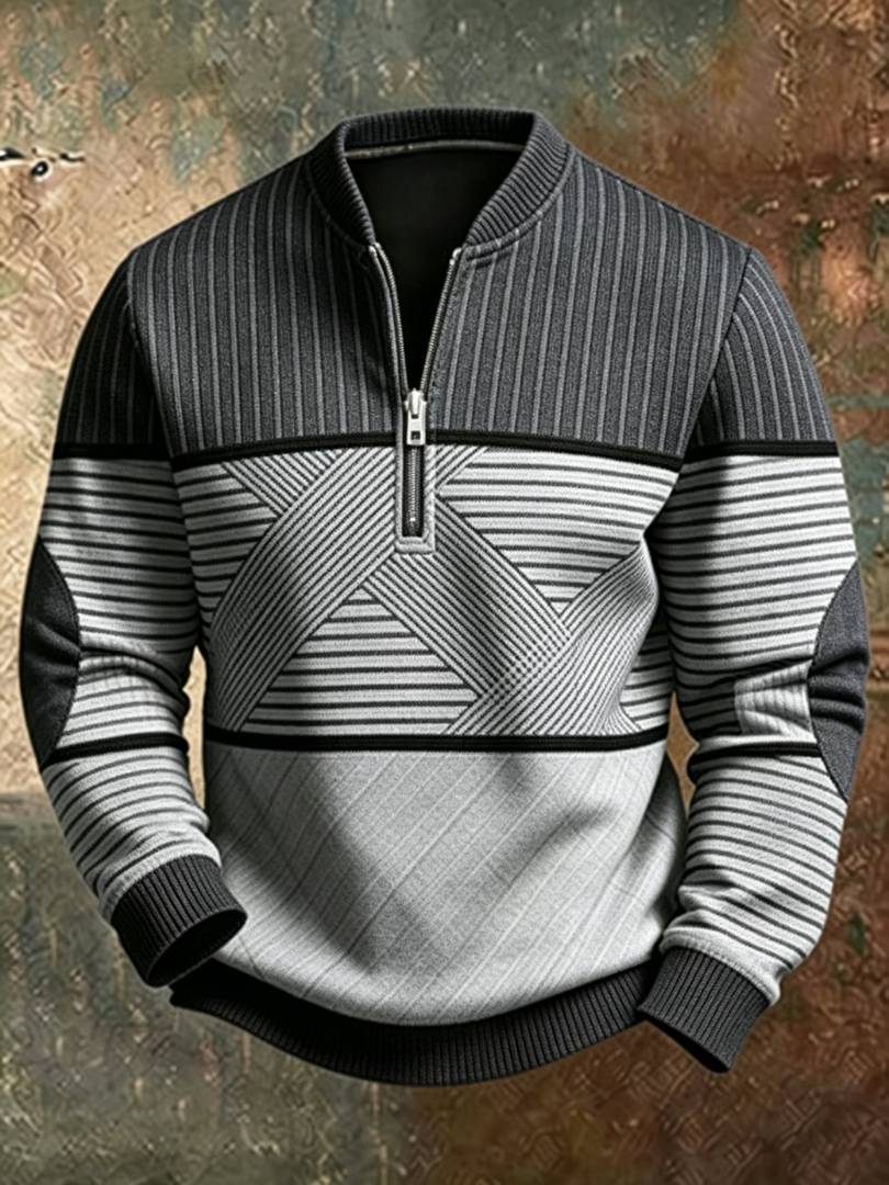Anvar - Maglione a mezza zip morbido al tatto