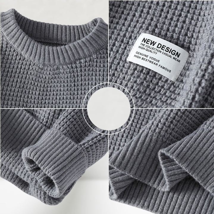 Eldric - Maglione girocollo in maglia waffle