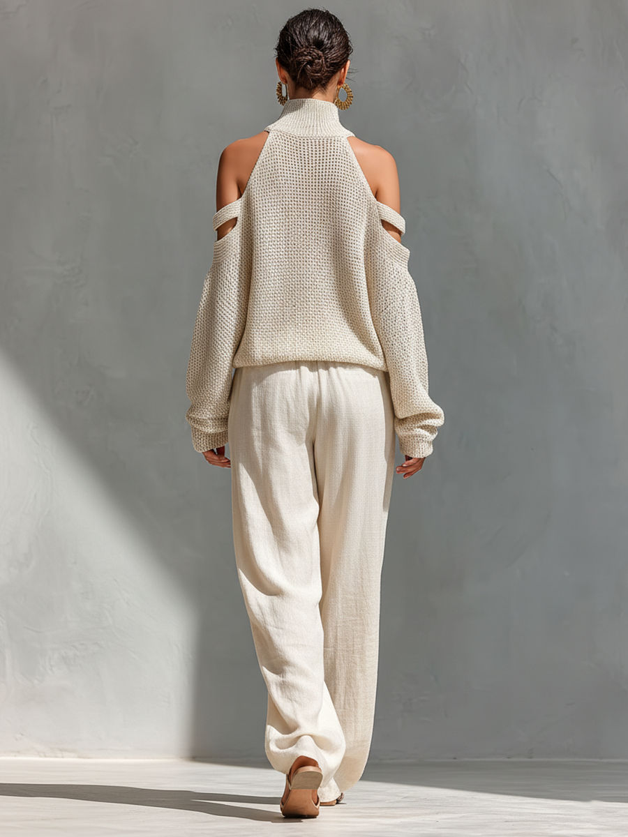 Diorelle - Coordinato in maglia con top e pantaloni a gamba ampia