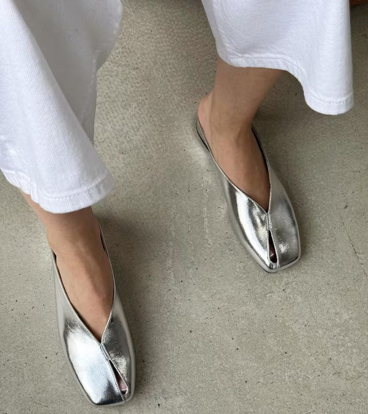 Camellia - Mules premium a punta quadrata