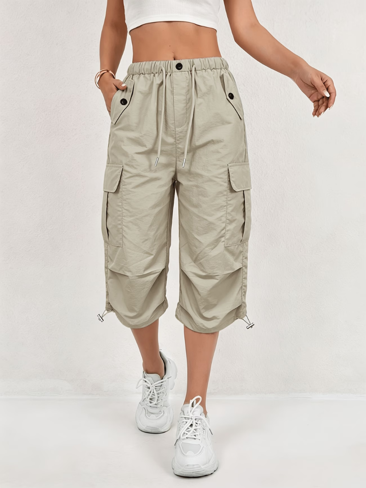 Donatella - Pantaloni cargo Capri leggeri e stretch
