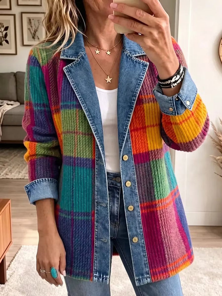 Sasha - Giacca in denim a quadri multicolor