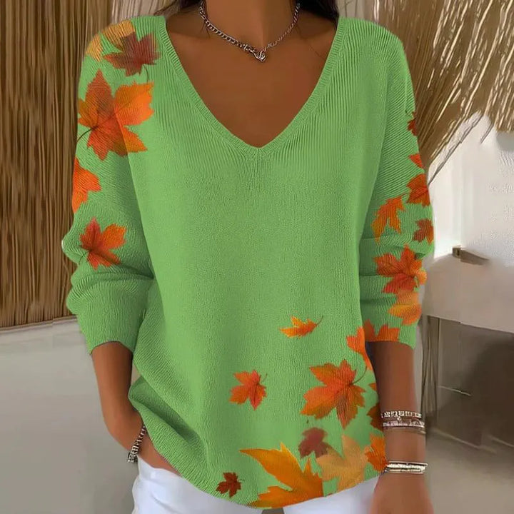 Carivella - Maglione a vestibilità rilassata con motivo foglia d'acero