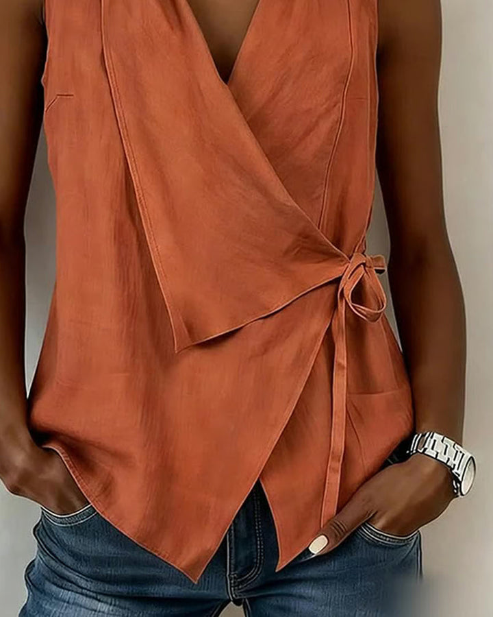 Farren - Blusa a portafoglio smanicata