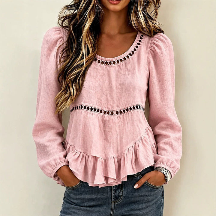 Genevelle - Blusa soft touch con volant