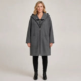 Sigrid - Cappotto con zip frontale e cappuccio, vestibilità rilassata