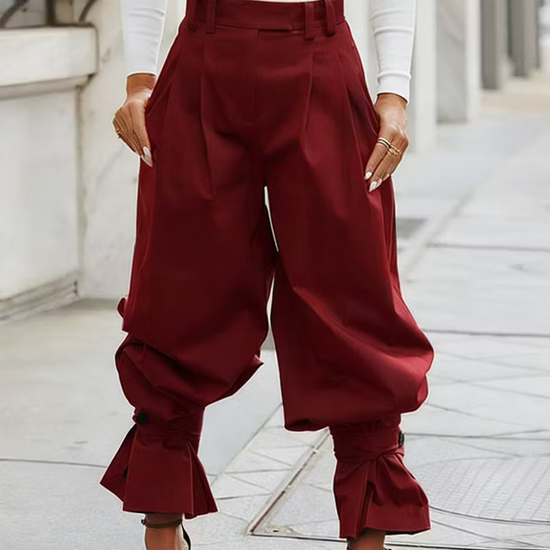 Dianella - Pantaloni a vita alta a righe con volant