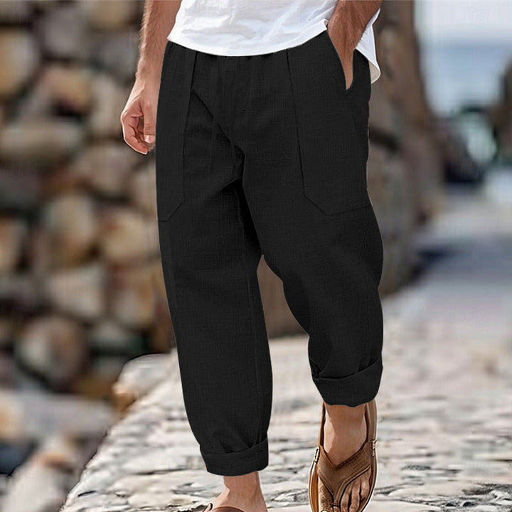 Halston - Pantaloni in misto lino dal fit rilassato