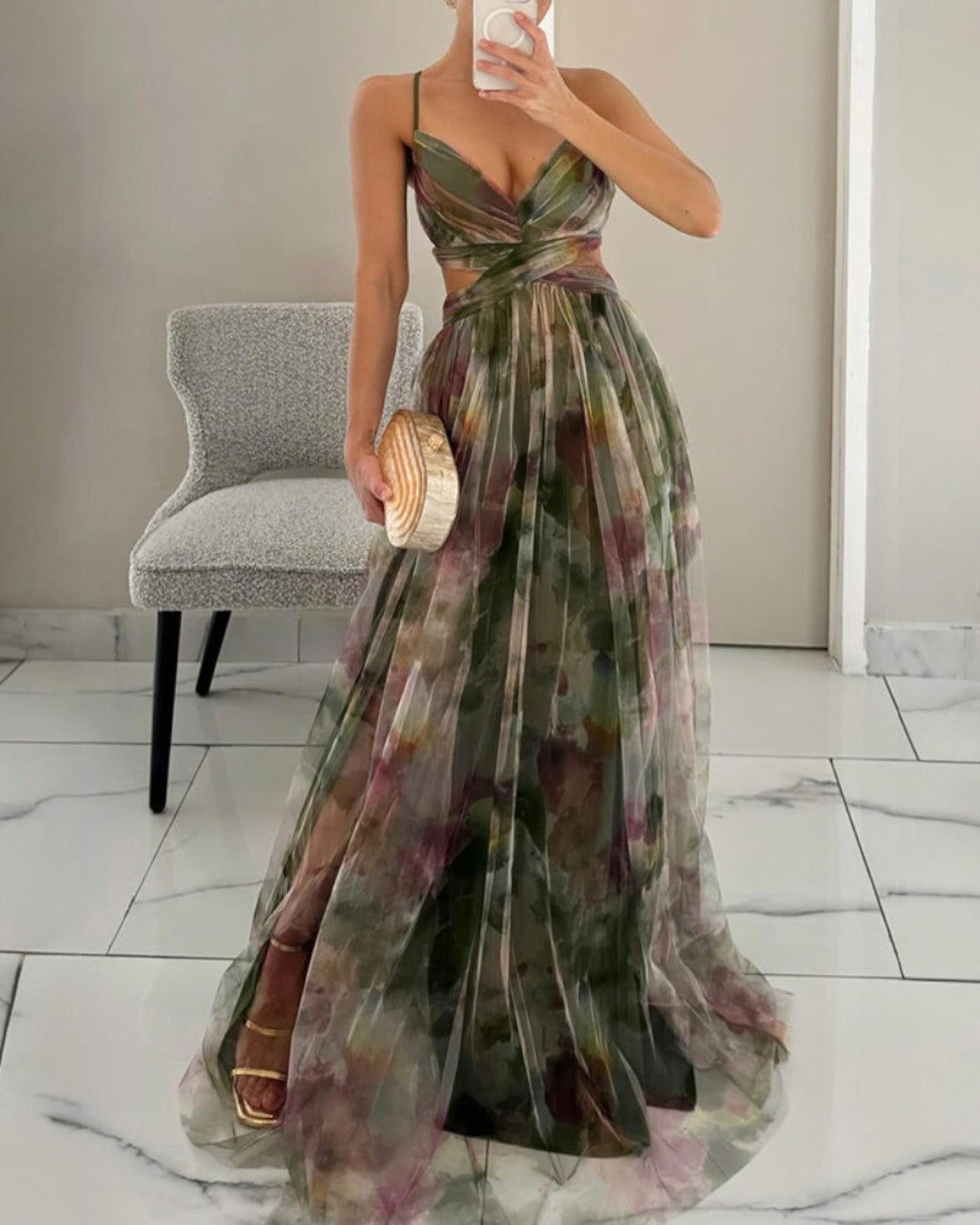 Nalina - Abito lungo floreale fluido
