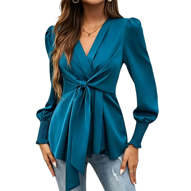Apolline - Blusa a portafoglio in raso elegante