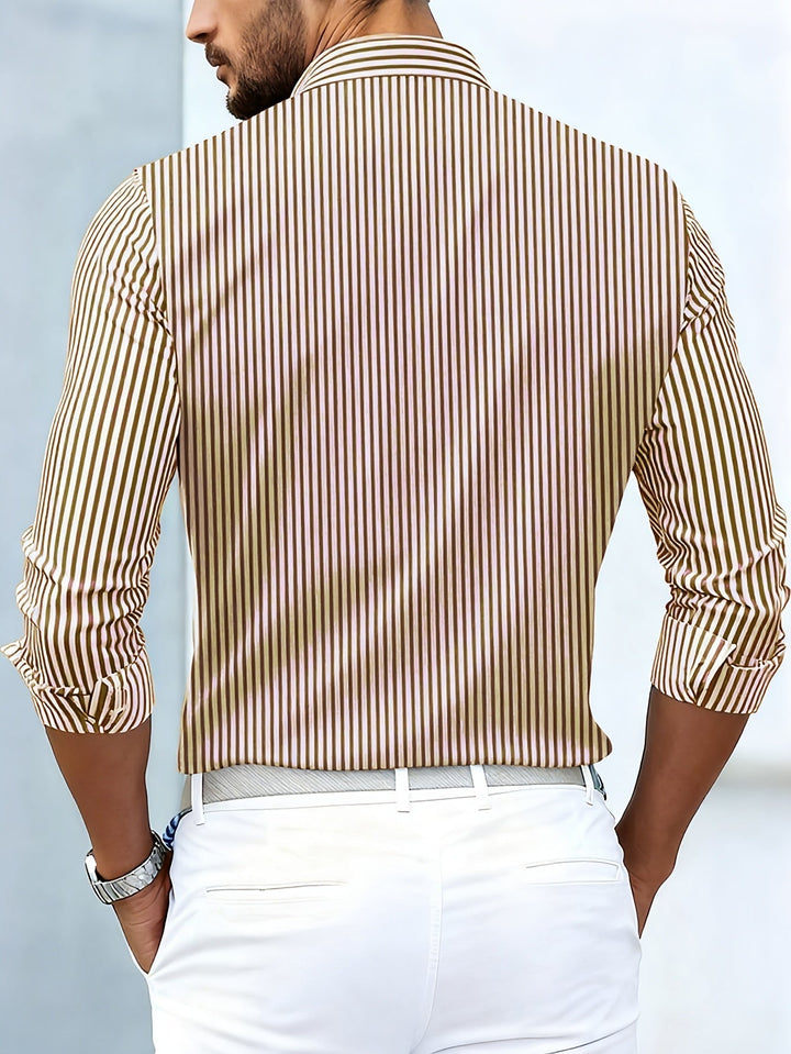 Alverton - Camicia a righe a maniche lunghe con lavaggio vintage