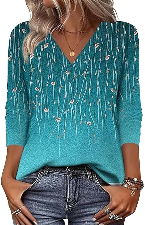 Arianwen - Blusa stampata con scollo a V dalla mano morbida