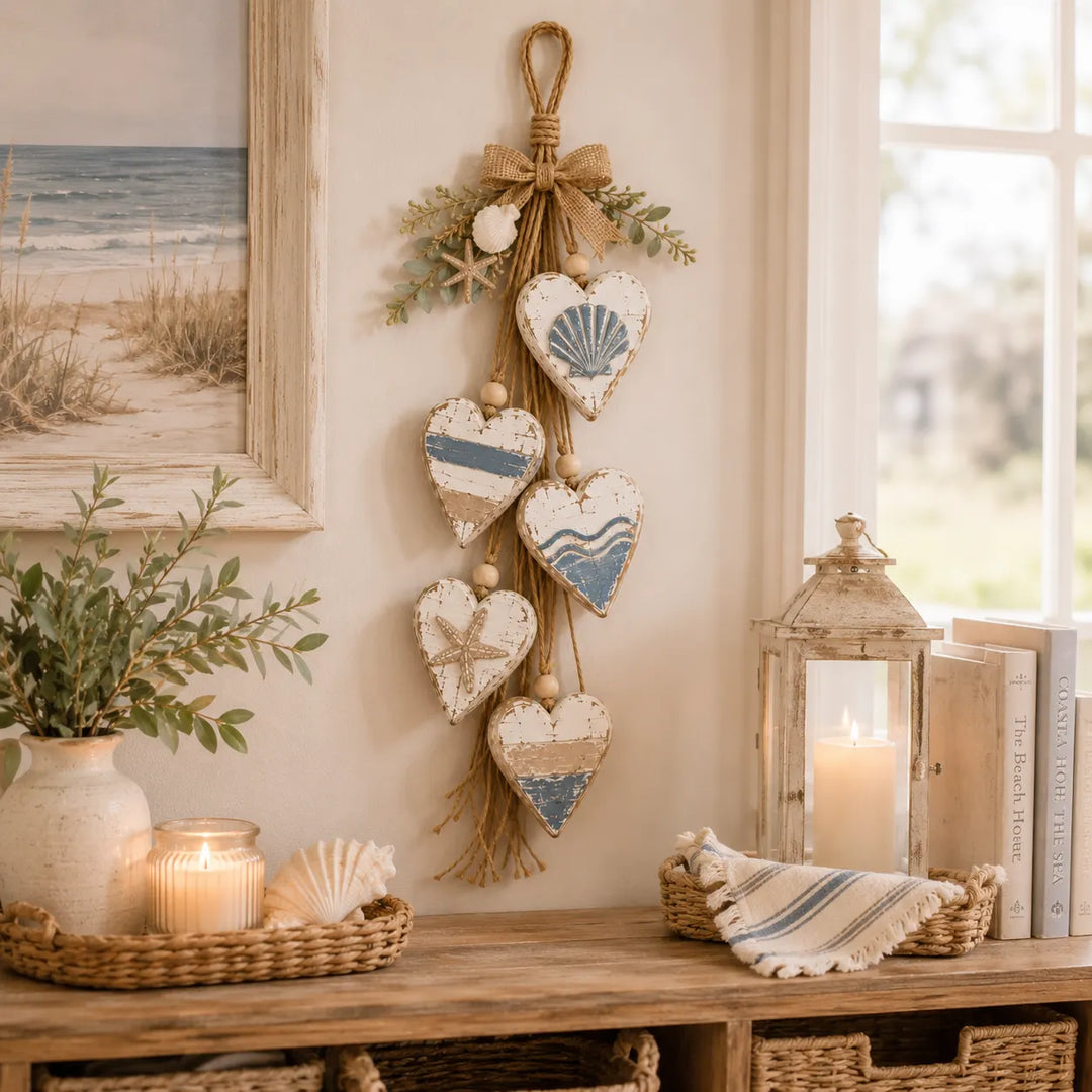 Alinora - Decorazione da parete con frange a cuore effetto invecchiato