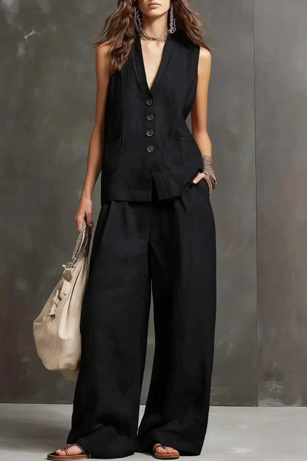 Heloise - Coordinato traspirante con gilet e pantaloni a gamba larga