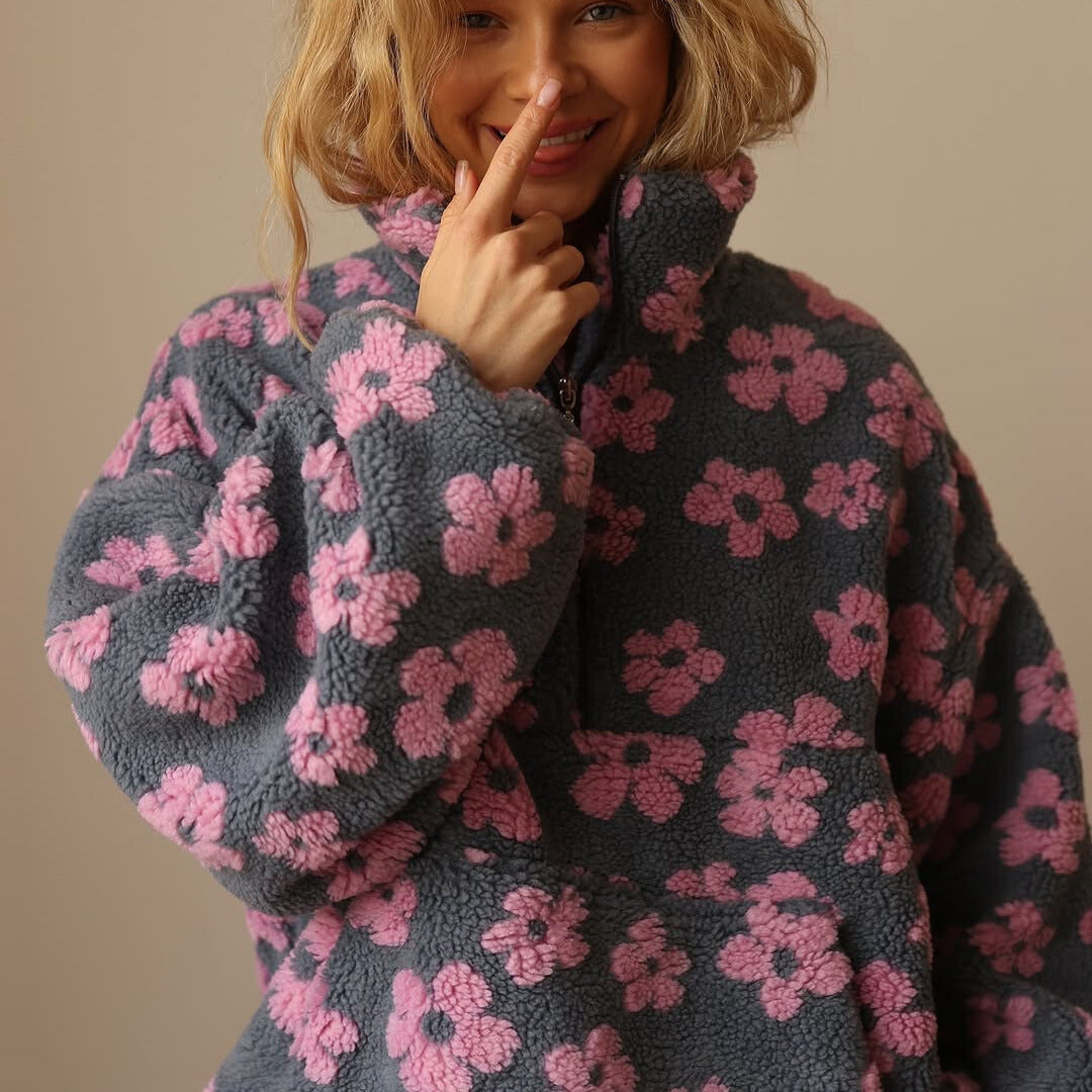 Clemency - Pullover in pile floreale confortevole