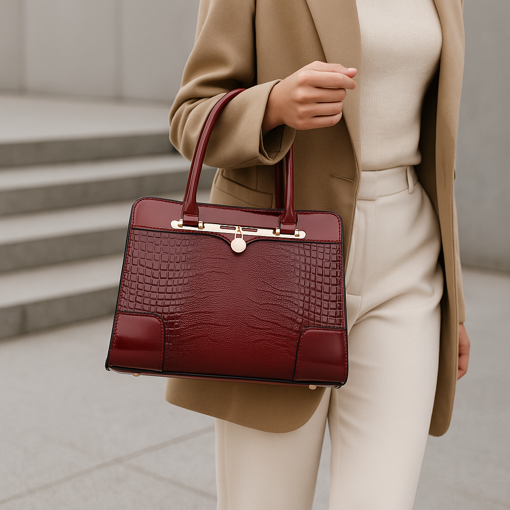 Aeryn - Borsa a mano strutturata con effetto coccodrillo