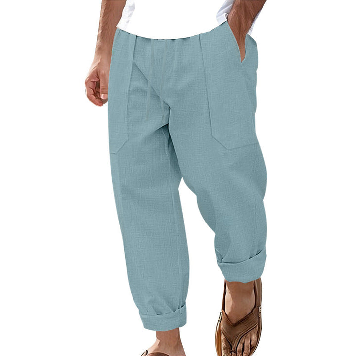 Halston - Pantaloni in misto lino dal fit rilassato
