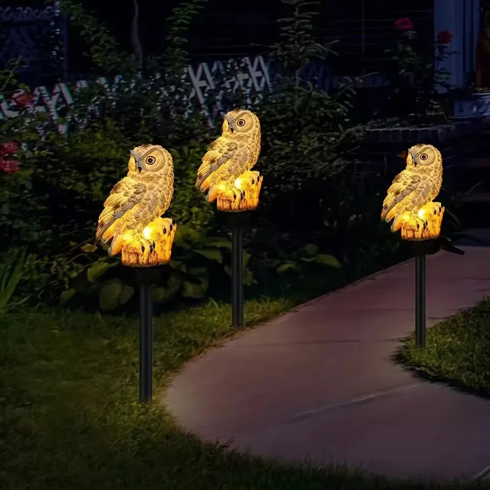 Amora - Lampada da giardino decorativa a forma di gufo